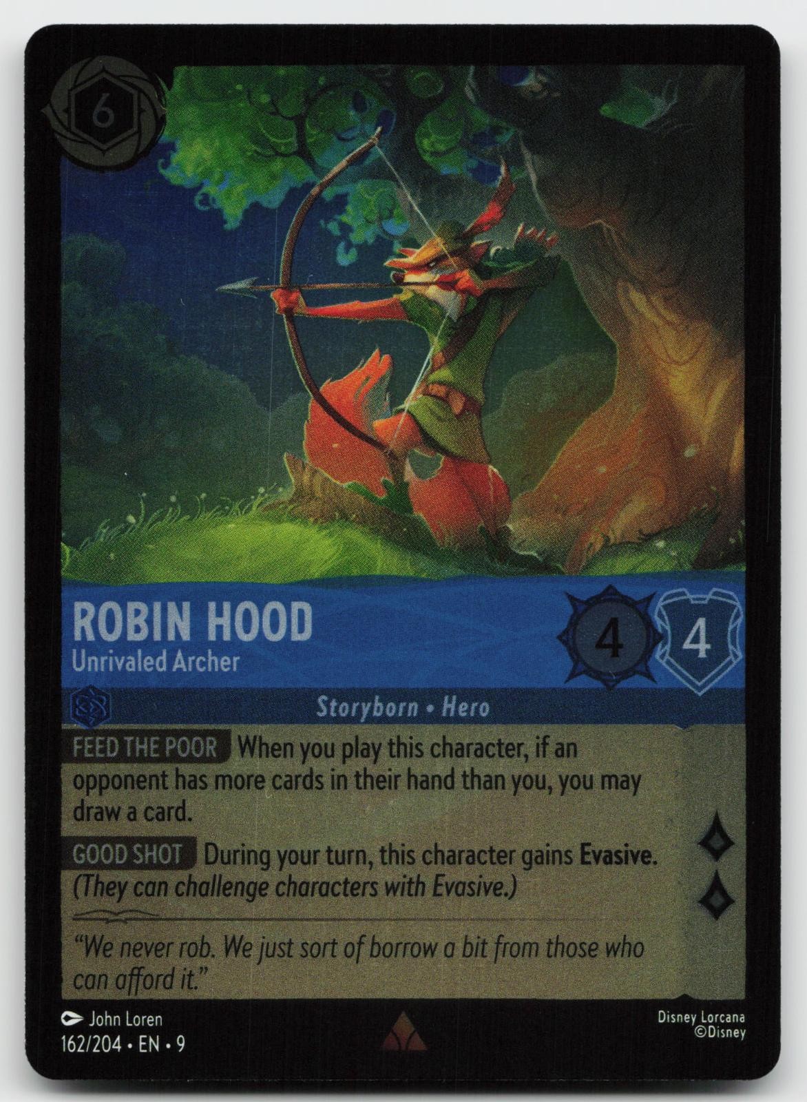 Robin Hood - Unrivaled Archer 162/204 Rare Fabled Lorcana Cold Foil Near Mint