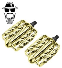 ORIGINAL LOWRIDER 1/2" Gold Double Square Twisted Pedals Cruiser/Chopper Bikes.