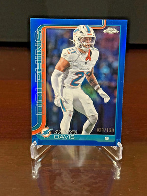2025 Topps Chrome Football Ashtyn Davis Blue Refractor /150 Dolphins #194
