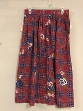 Vintage Requirements Floral Plaid Midi Skirt NWT Rayon Pockets USA Made Sz 11/12