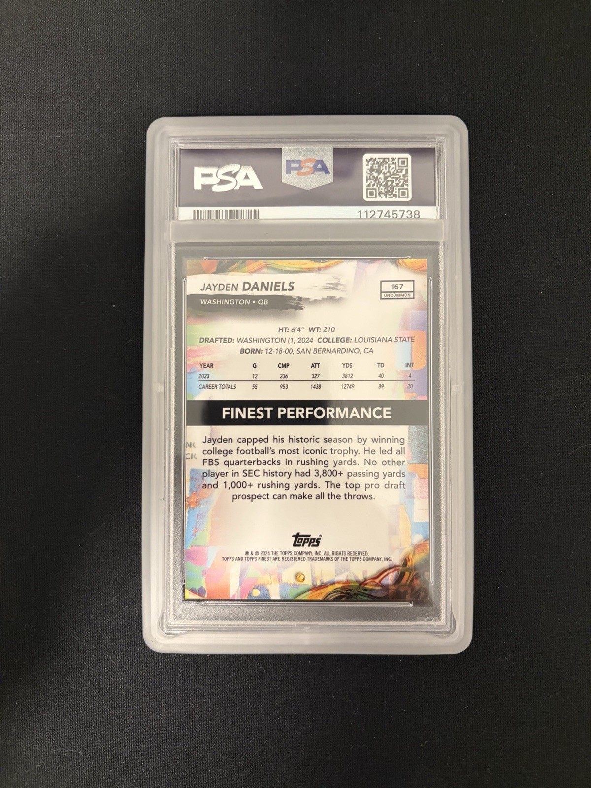 2024 Topps Finest - Uncommon Jayden Daniels #167 Oil Spill Refractor /15 (RC) view 2