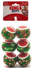 KONG SqueakAir Holiday Christmas Tennis Balls 6pk Med Squeaky Dog Fetch Toy 2.5"
