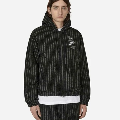 Nike x Stussy Striped Wool Jacket Black DR4023-010 Unisex Small | eBay
