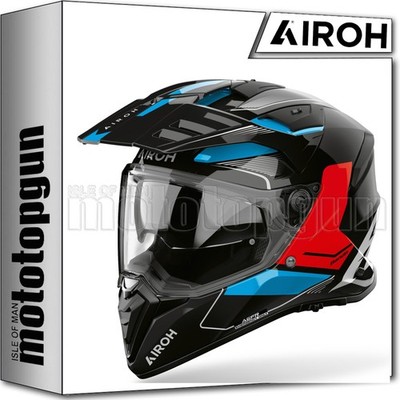 AIROH DUAL MOTORCYCLE HELMET BANDIT BAT17 TUNE BLUE RED GLOSS S