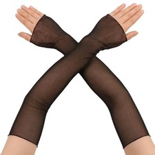 Mesh Fingerless Gloves High Elastic Thin Transparent Ruffle Women's Glove