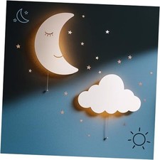 2 Pack Lights - Floating Wall Lamps for Nursery  Cute Floating Cloud  Moon