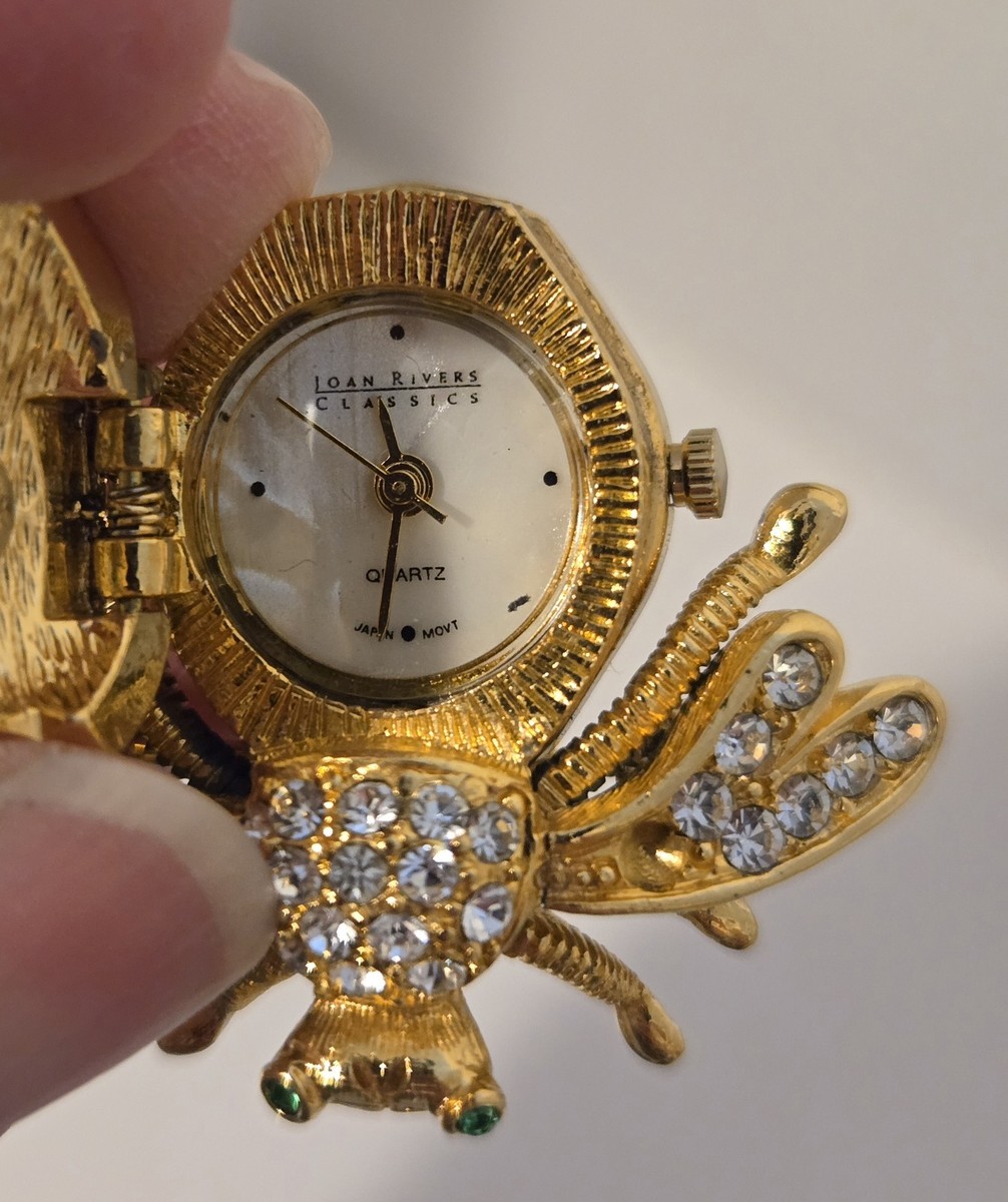 Joan Rivers Goldtone Rhinestones Bee Watch Pin READ View 5