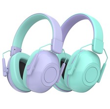 Qozybuds 2 Pack Noise Cancelling Headphones for Kids, Medium, Green&purple