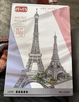 NIB d0v0b Architecture Eiffel Tower Micro Blocks Set, 3D Puzzle Toy AGES 14+