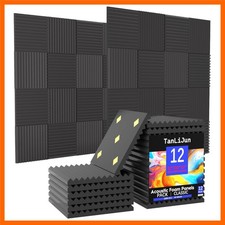 12 Pack Sound Proof Foam Panels for Walls, 1" x 12" x 12" High Density Acoust...