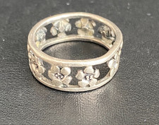 Vintage Sterling Silver Floral Cutout Ring- Size 6