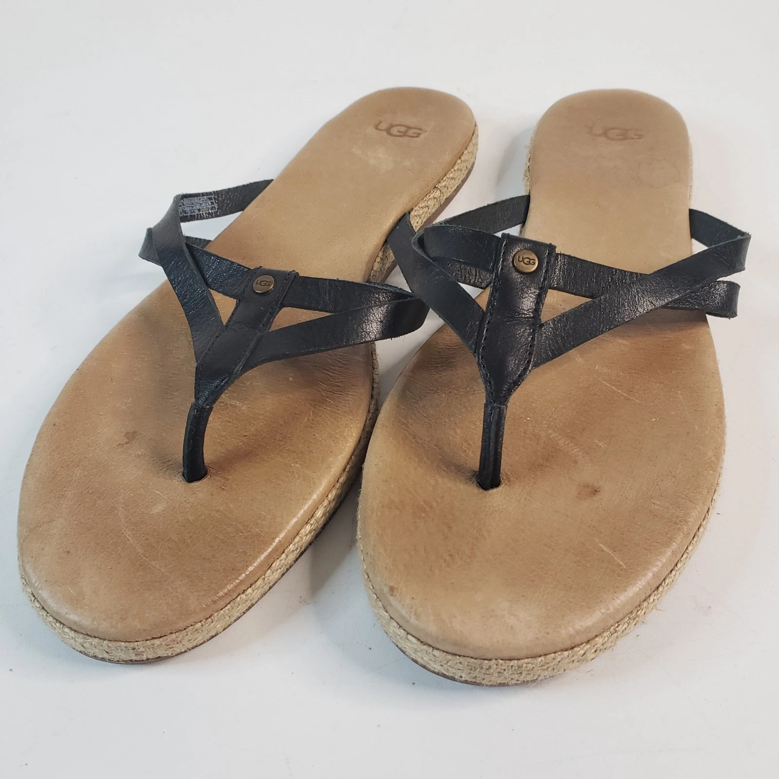 UGG "Annice" Infradito Nero Cinturino Pelle Sandali Donna Taglia 9m