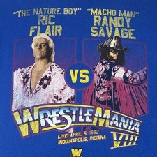 Vintage WWE Wrestlemania Ric Flair And Macho Man Blue T-Shirt 1992 Size L