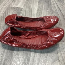 TORY BURCH Women's Size 8 Reva Red Patent Leather Logo Ballet Flats Shoes