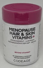 Codeage Menopause Hair & Skin Vitamins+ - Patented Lustriva, Pycnogenol, KSM-66