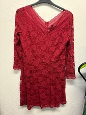 mela London Burgundy Red Lace Dress Size 14 Zip Back Occasion 565