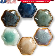 Unique Reactive Glaze Ceramic Dipping Bowls Set of 6 Sauce Condiment Dishes New