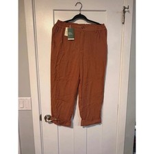 Halara Rust Orange High Waisted Cropped Paperbag Trousers Size M Regular NWT