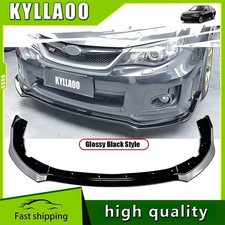 For 2011-2014 Subaru Wrx Sti Cs2-style Jdm Glossy Black Front Bumper Body Lip