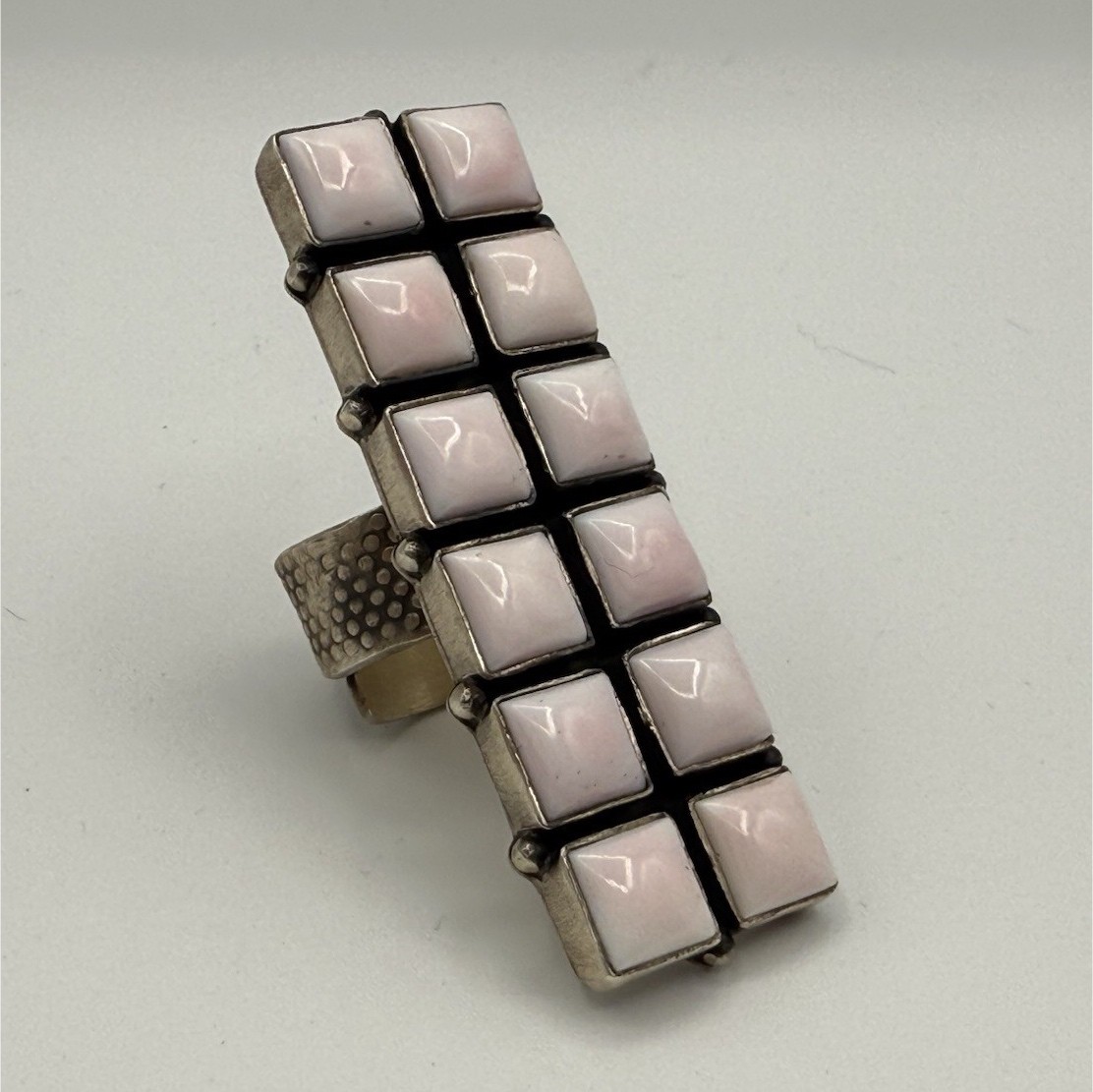 Pink Conch Sterling Silver Statement Ring with Ad… - image 1