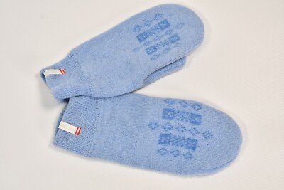 Devold Norway Traditional Knitted Gloves Mitten Pure Wool Light Blue size M