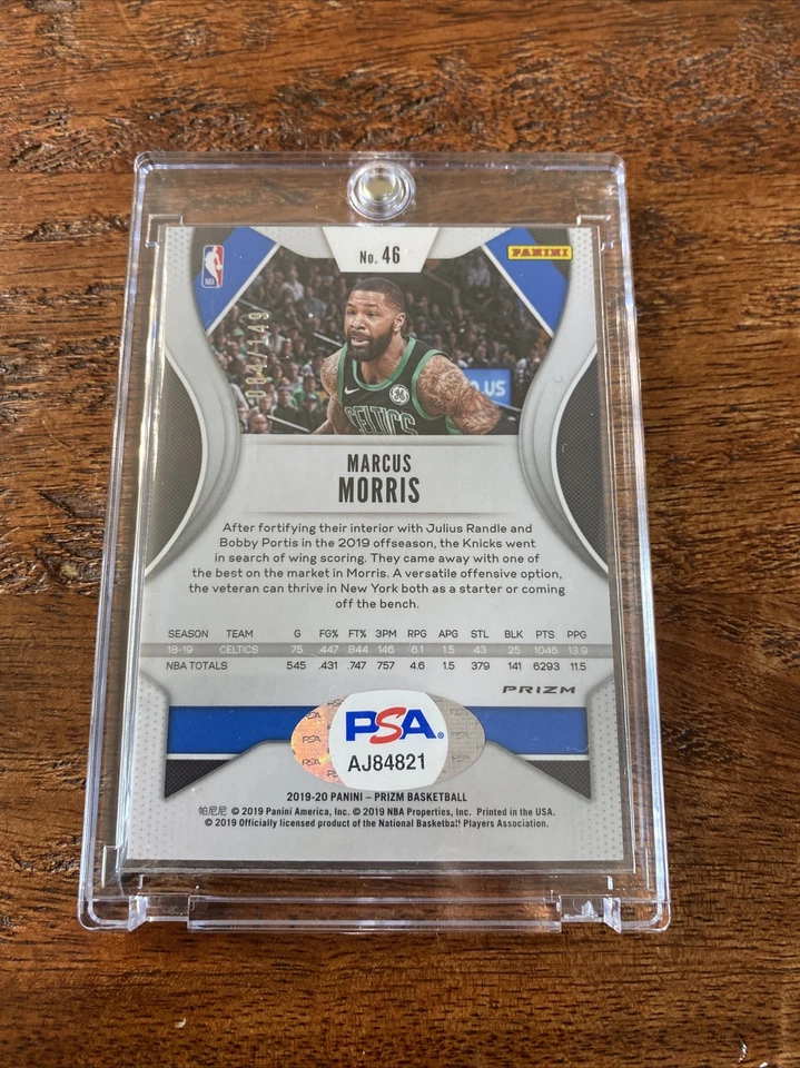 Tarjeta Prizm firmada por Marcus Morris certificado de autenticidad PSA DNA autografiada Celtics Clippers Foto 3 de 4
