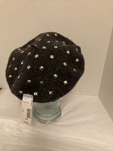NWT Gray Studded Beret Hat Warm Weather - Picture 7 of 11