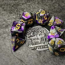 Sage's Stones -Purp/Mica Acrylic Polyhedral Dice Set Games DnD Dungeons Dragons