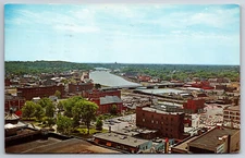 Rochester New York~Top of the Plaza Restaurant Panoramic View~Genesee River~1962