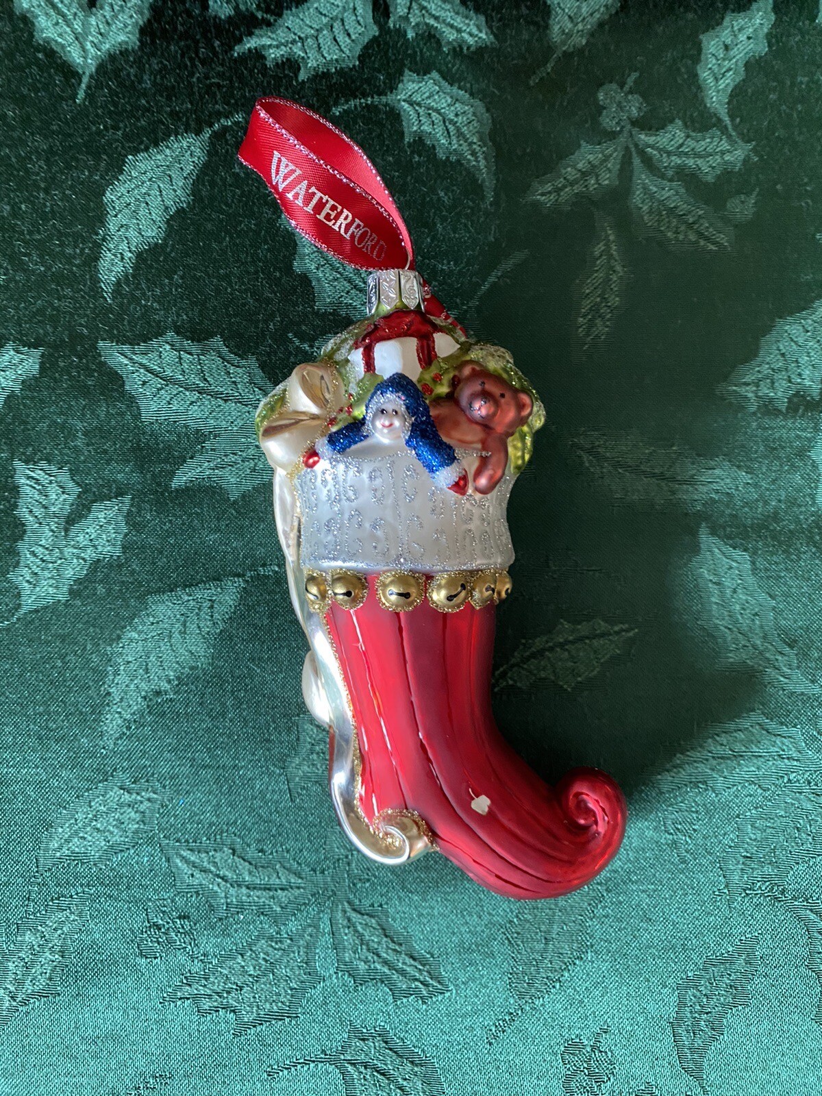 Waterford Holiday Heirloom Blown Glass Christmas Stocking Ornament ...