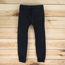 Kayden K Jogger Pants Boys L Black Cotton Blend Pockets Drawstring Stretch Waist