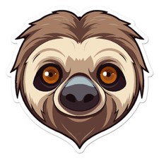 Sloth Head, Vinyl Decal Sticker, Indoor Outdoor, 3 Sizes, 11252