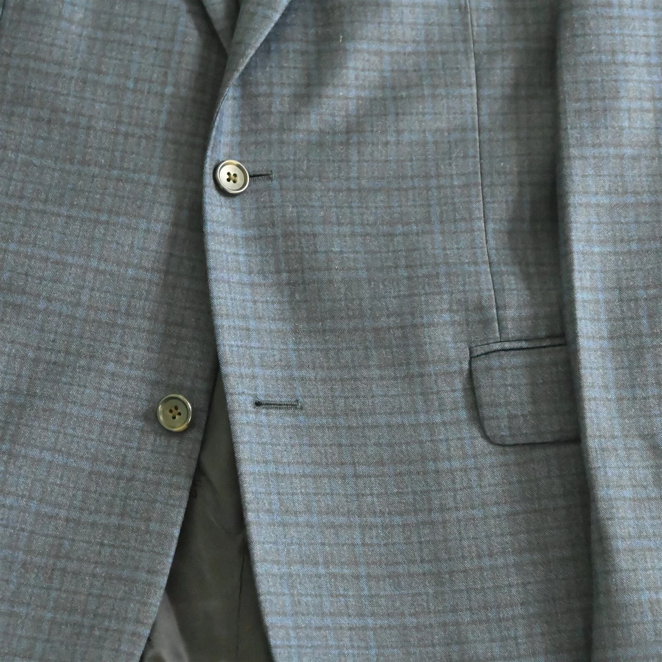 Jos A Bank резерва 43L 44L синий чек шерсти кашемир фланель Sport пальто куртка - Изображение 3 из 4