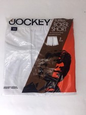 Vintage Jockey Suprel Boxers Shorts 2 Pack White Underwear 1970s USA Made Sz 44
