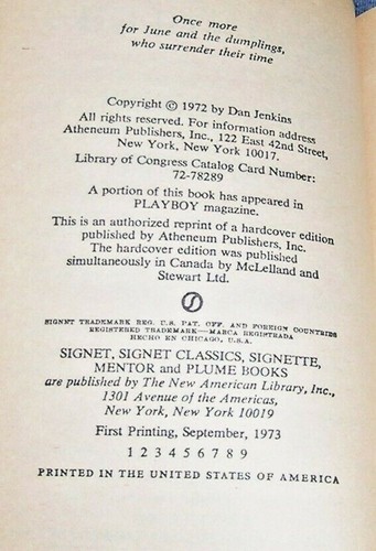VINTAGE 1973 ~ SEMI-TOUGH ~ FOOTBALL CLASSIC ~ RAUNCHY SEX-FILLED ~ 1ST PRINTING - Picture 2 of 2