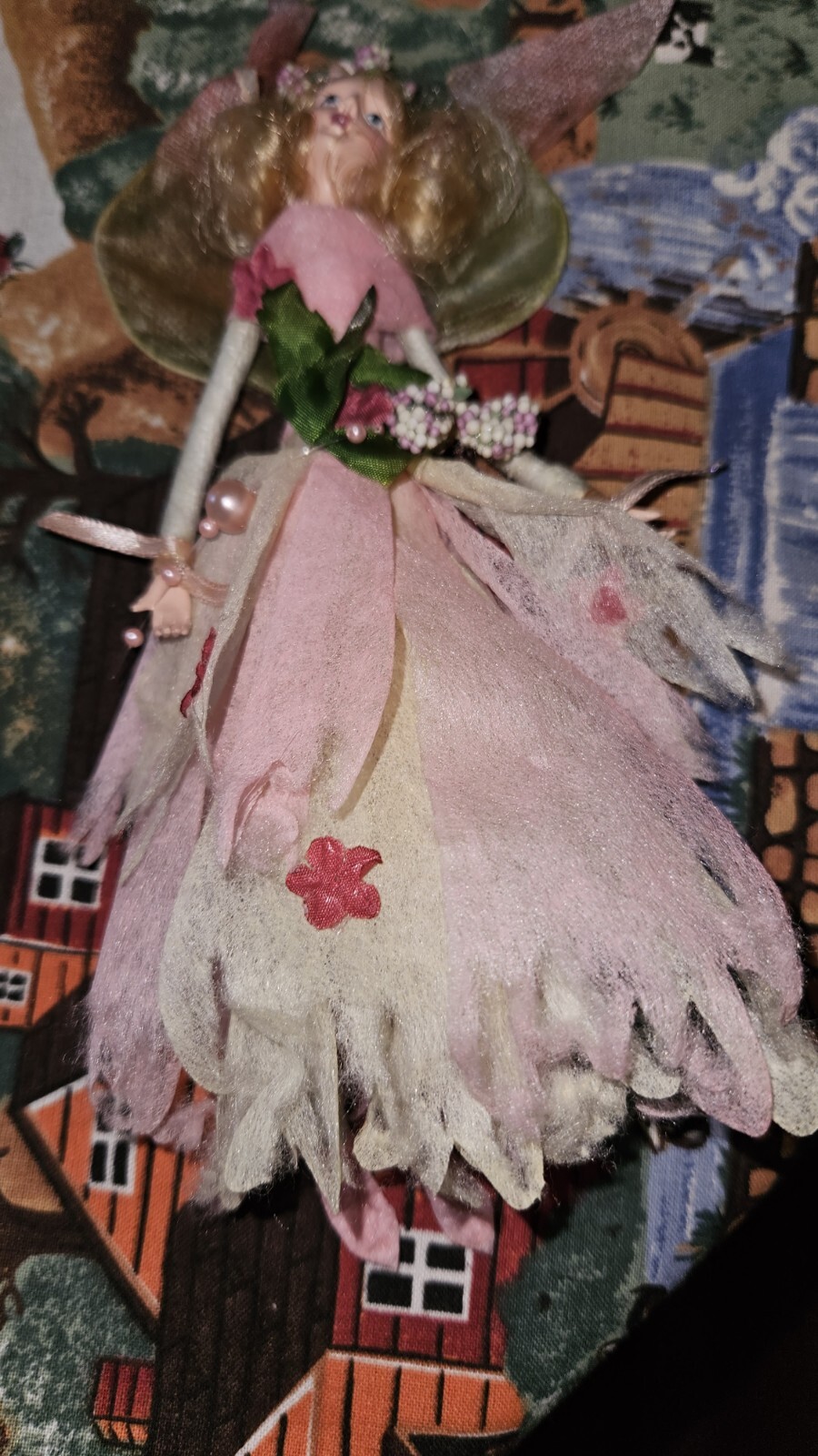 Angel Fairy Tree Ornaments Lot Of 5 Christmas Bling Ruffled Sparkle