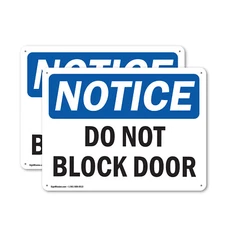 (2 Pack) Do Not Block Door OSHA Notice Sign Decal Metal Plastic