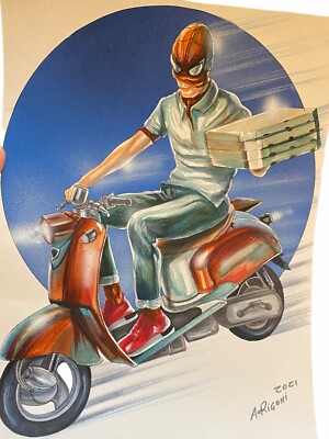 Peter Parker Pizza Delivery Spiderman Original Comic Art Sketch