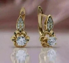 2Ct Round Cut Simulated Diamond Women's Hoop Earring In 14k Yellow Gold Plated