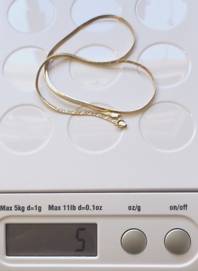 14k GOLD HERRINGBONE NECKLACE eBay