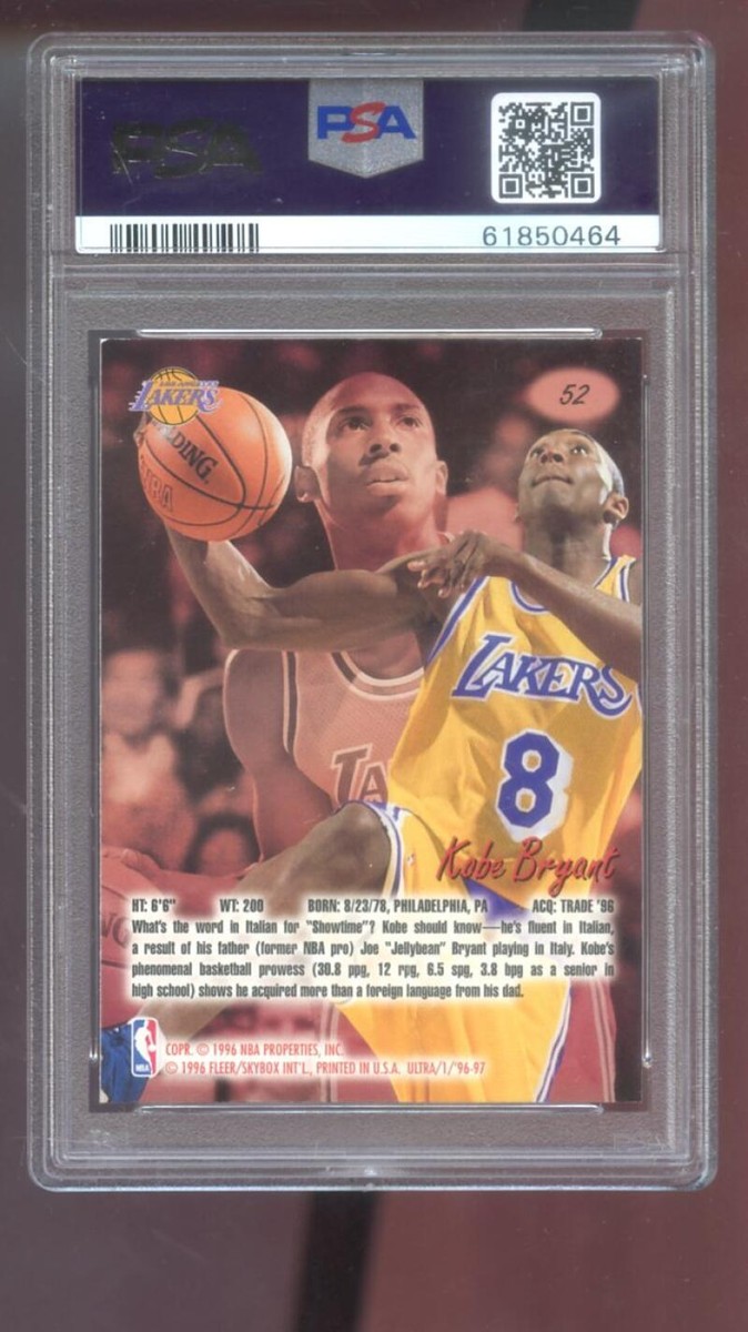 1996-97 Fleer Ultra #52 Kobe Bryant ROOKIE RC PSA 8 Graded Card