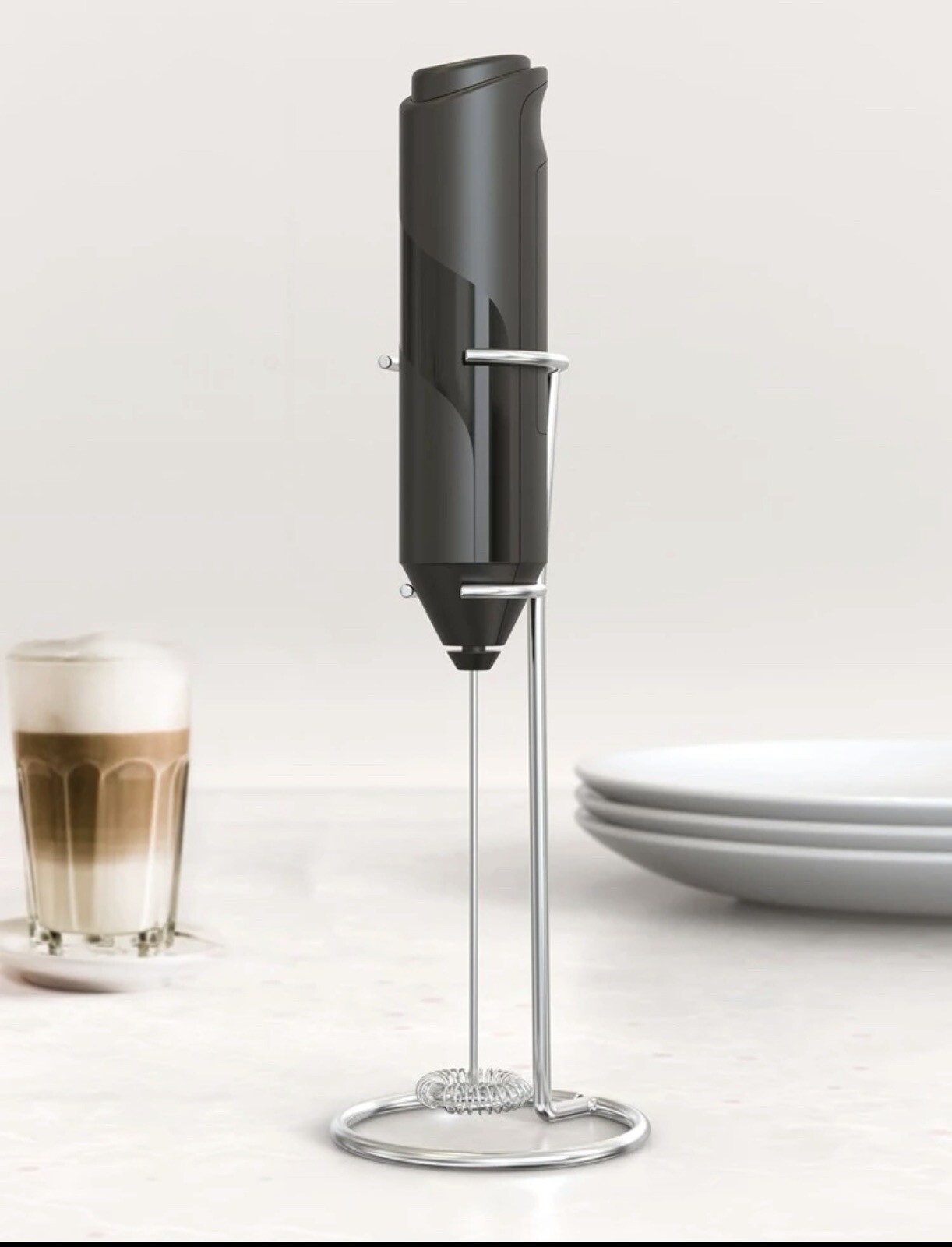 Milk Frother Handheld Electric With Stand Foam Maker For Coffee Latte, Milk New-image