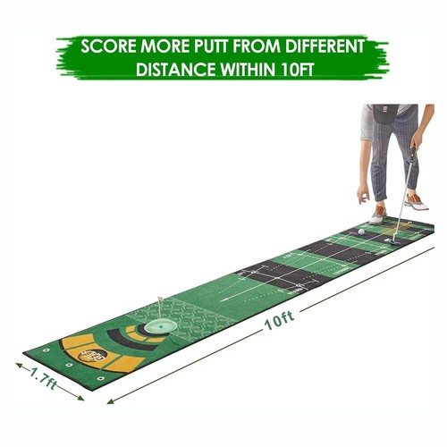 3 Metre - Golf Putting Mat Practice Portable Indoor Outdoor Putter Trainer Green - Foto 15 di 15