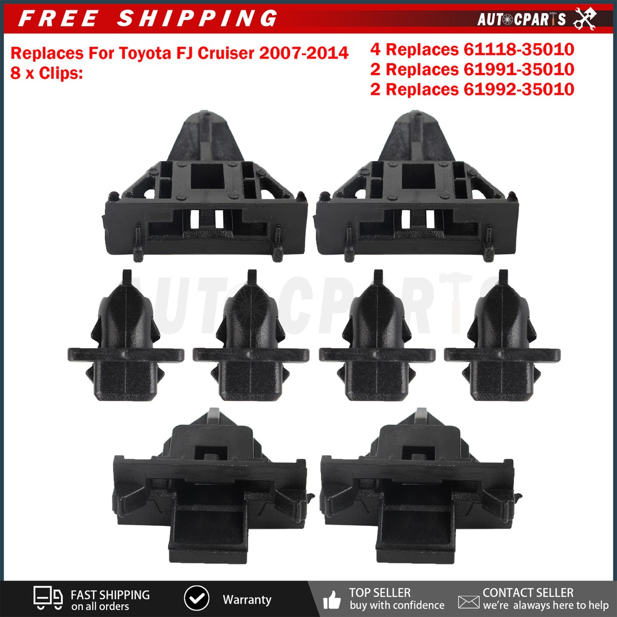 8 Front Fender Moulding Clips Set 61118-35010 61991-35010