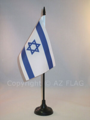 Drapeau De Bureau Israël Réglable Avec Base Métal - Petit Drapeau De Table