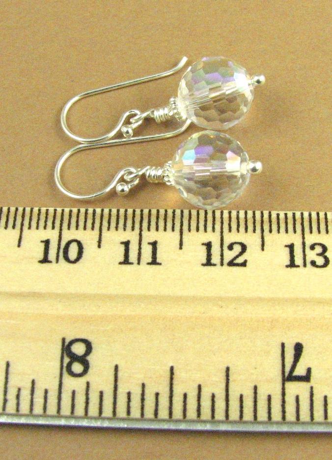 Crystal rainbow disco ball earrings. Made w/ Swarovski Elements. Silver