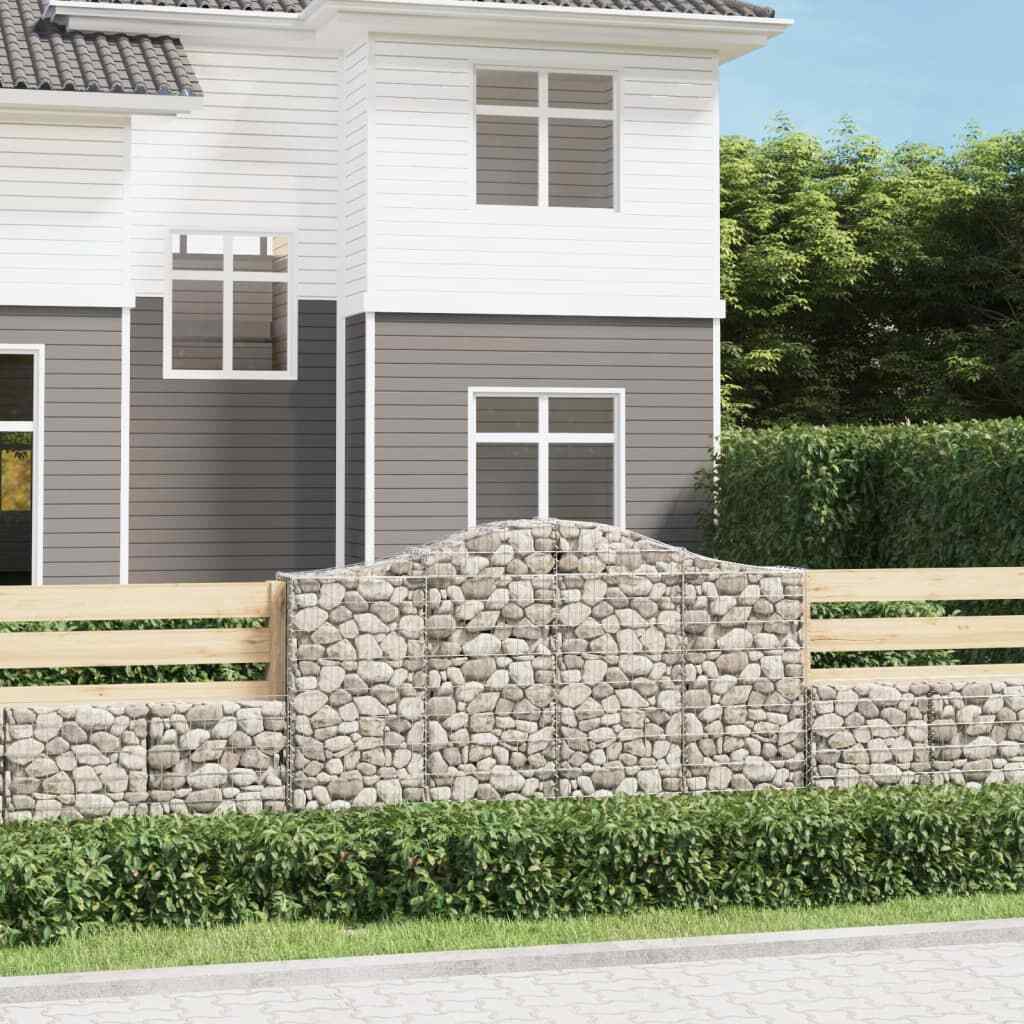 vidaXL Arched Gabion Baskets 2 pcs 200x30x120/140 cm Galvanised Iron