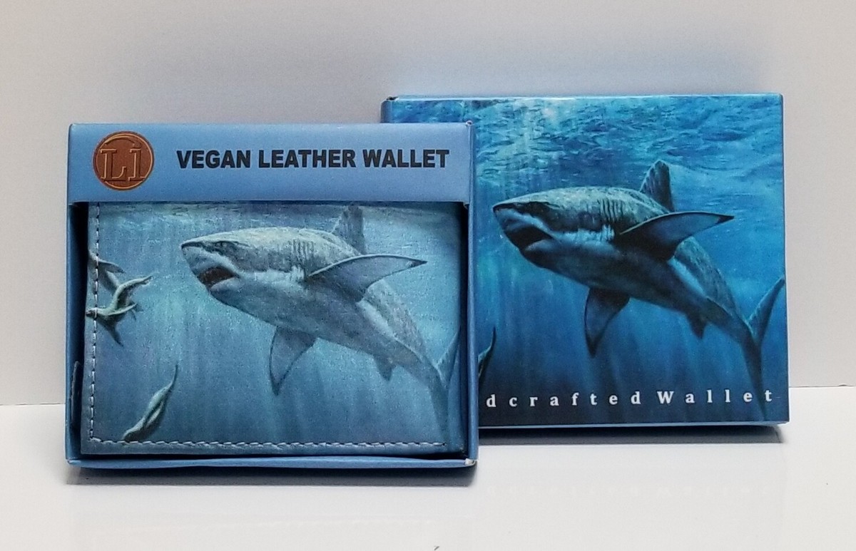 Sharks Print on Handcrafted Wallet BI-Fold Men's Vegan Leather | eBay