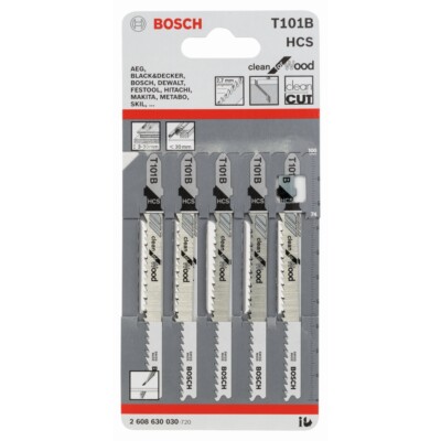 Bosch Stichsägeblätter T 101 B HCS Clean for Wood 5 Stück - Weichholz,