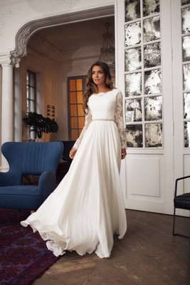 Bridal Long Sleeves Sweep Train Backless Custom Simple Elegant Wedding Dresses Ebay